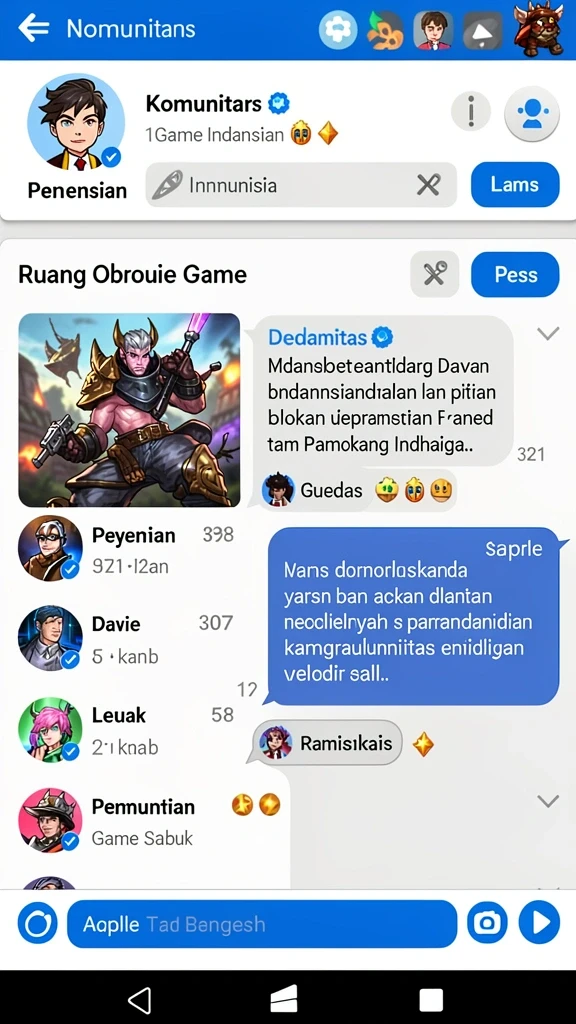Screenshot aplikasi menunjukkan karakter utama dalam petualangan.