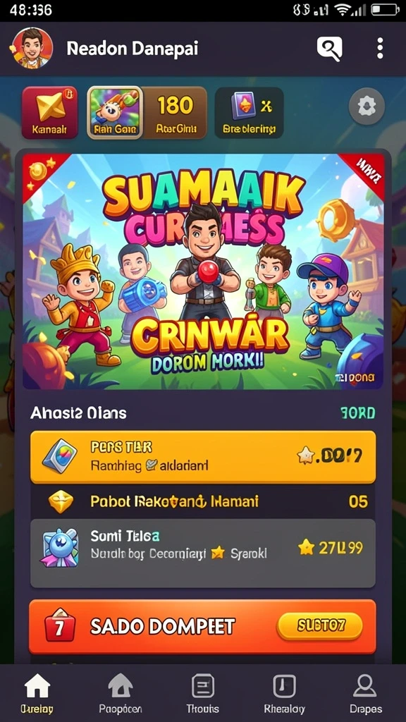 Tampilan layar utama 888R yang menarik.