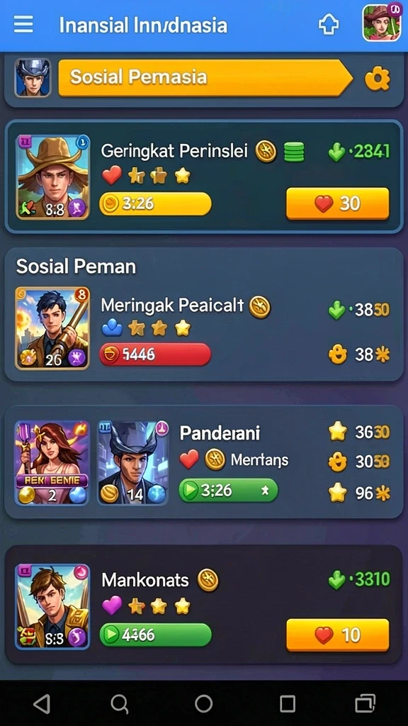 Tampilan menu karakter yang menarik.